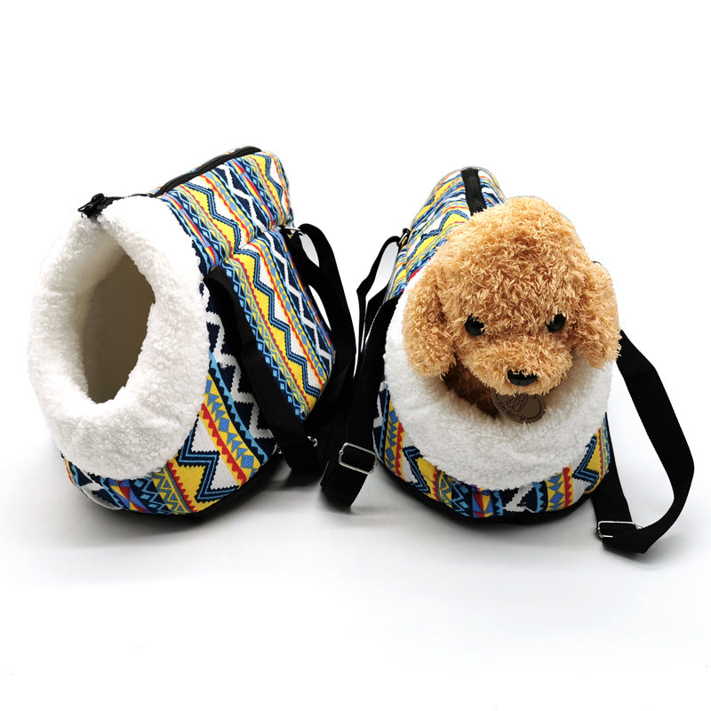 HKM-1499069 Versatile Canvas and Cotton Pet Carrier for Warm Comfort - Available in Two Sizes