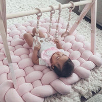 HKM-149971 Hand-Woven Anti-Slip Climbing Mat for Kids Room Decoration - Light Gray Pink, 85x70cm
