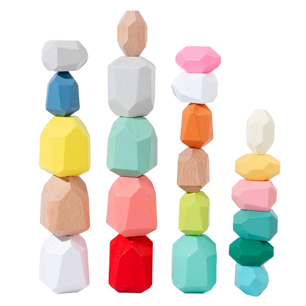HKM-149971 Wooden Rainbow Stacking Blocks - 36pcs Educational Toy for Kids, Enhances Hand-Eye Coordination and Creativity