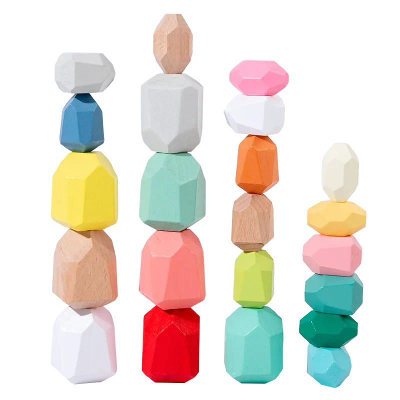 HKM-149971 Wooden Rainbow Stacking Blocks - 36pcs Educational Toy for Kids, Enhances Hand-Eye Coordination and Creativity