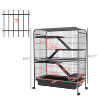 HKM-1500477 Five-Tier Small Animal Cage with Ramps and Removable Tray, 53.5"H Metal Ferret Habitat