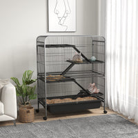 HKM-1500477 Five-Tier Small Animal Cage with Ramps and Removable Tray, 53.5"H Metal Ferret Habitat