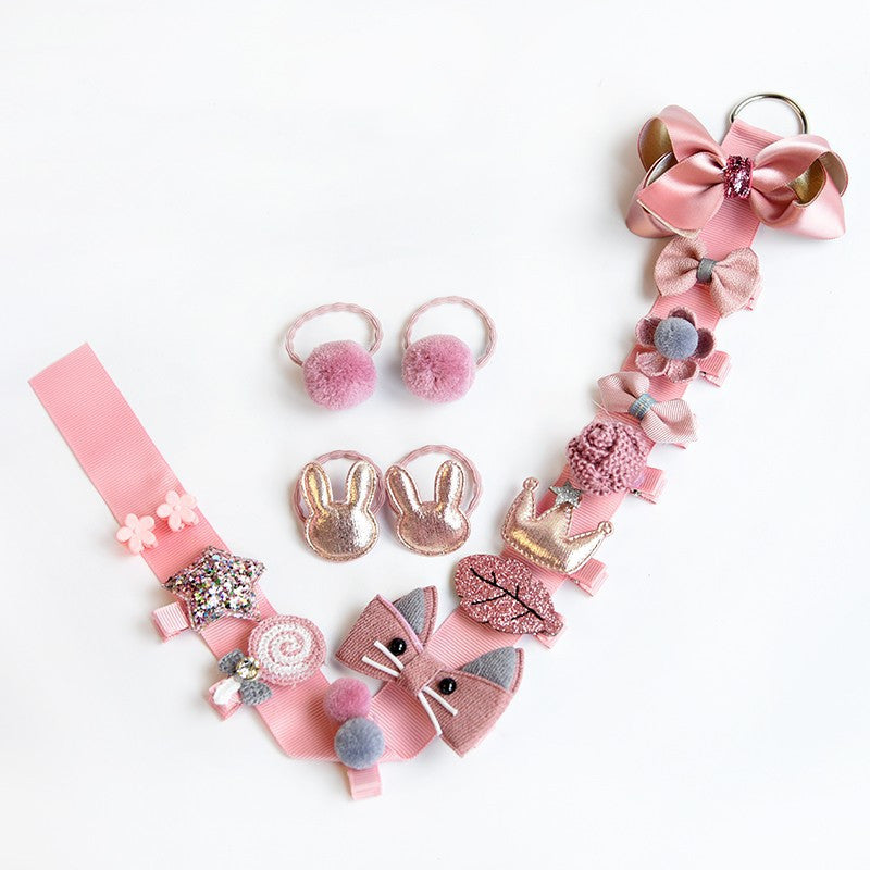HKM-1501629 Children's Butterfly Hairpin and Rubber Hair Tie Set