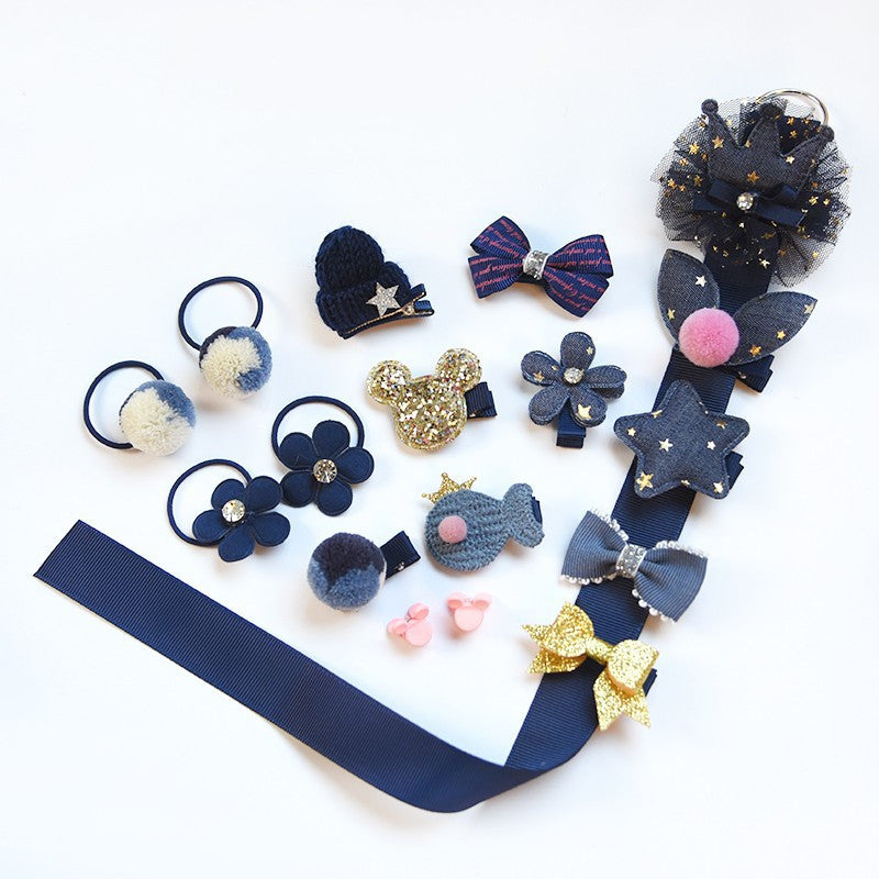 HKM-1501629 Children's Butterfly Hairpin and Rubber Hair Tie Set