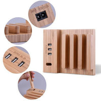 HKM-150163 Solid Wood Earphone Stand with Round Carving and Spray Finish for Elegant Home Decoration