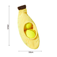 HKM-1503421 Elastic Plush Pet Toy Ball Set - Avocado, Watermelon, Banana, and Pea Shapes - Fun with Loud Paper Sound