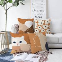 HKM-150355 Nordic Abstract Geometric Throw Pillow Cover in Peach Skin - 45x45CM