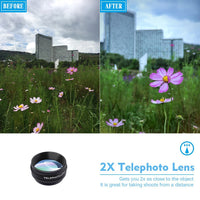 HKM-150355 Universal 10-in-1 Smartphone Camera Lens Kit with Fisheye, Wide Angle, Macro, Telephoto, CPL, Kaleidoscope, and Star Filters