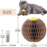 HKM-1504061 Catnip Scratch Ball Toy for Cats - Eco-Friendly Refillable Natural Catnip, Combines Scratching and Playing, Reduces Obesity and Loneliness