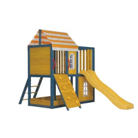 HKM-150419 Children's Wooden Playhouse with Slide and Swing for Outdoor Garden Fun