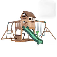 HKM-150419 Children's Wooden Playhouse with Slide and Swing for Outdoor Garden Fun