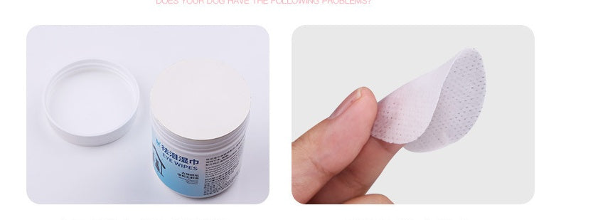 HKM-1504445 Gentle Tear Stain Remover Wipes for Cats ¨C Hygienic Eye, Ear, and Tooth Cleaning Pads