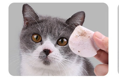 HKM-1504445 Gentle Tear Stain Remover Wipes for Cats ¨C Hygienic Eye, Ear, and Tooth Cleaning Pads