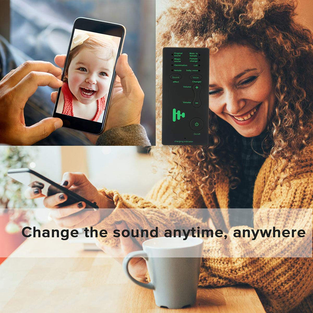HKM-150483 Compact Voice Changer for Mobile and Computer, Condenser Microphone, 300mAh Battery, Black