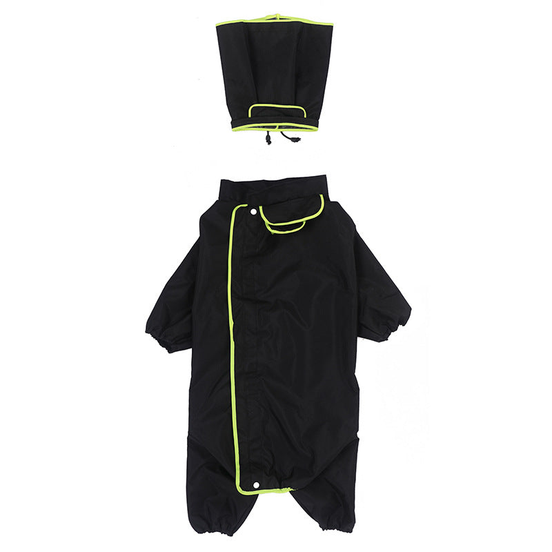 HKM-1504957 Waterproof Reflective Hooded Poncho for Medium and Large Dogs - Available in Black, Fluorescent Green, and Fluorescent Orange