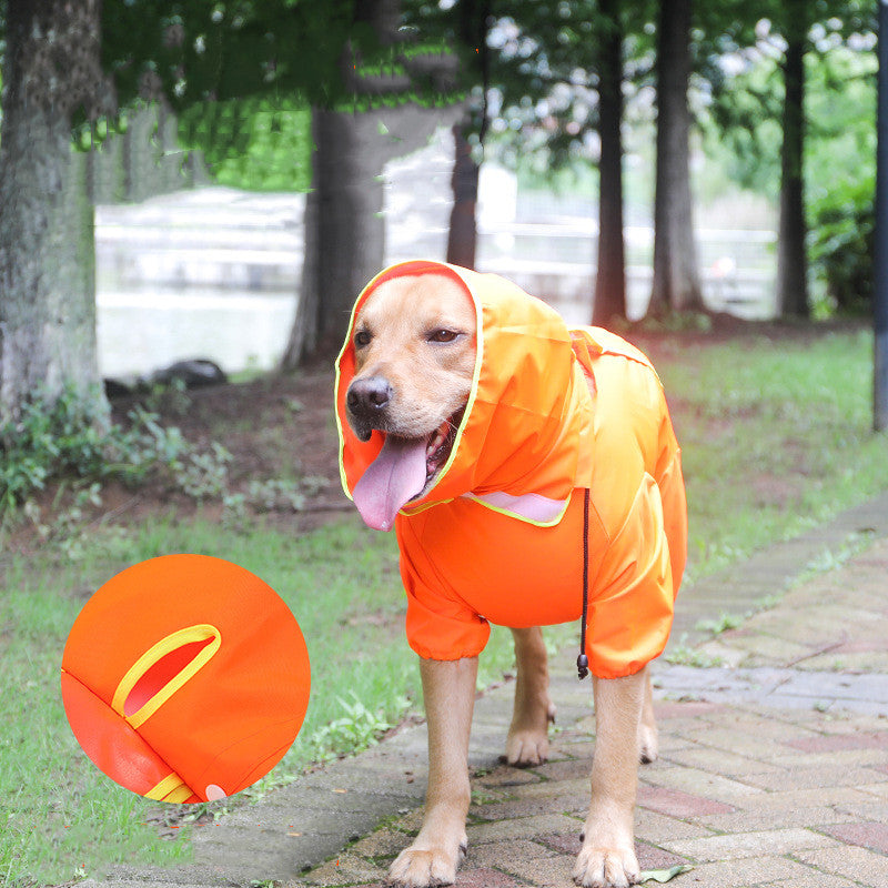 HKM-1504957 Waterproof Reflective Hooded Poncho for Medium and Large Dogs - Available in Black, Fluorescent Green, and Fluorescent Orange
