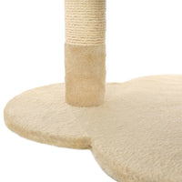 HKM-1505853 Beige and Brown Cat Scratching Post with Cozy Bed and Sisal Wrapped Bar, 50 cm Height