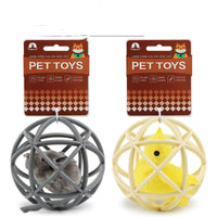 HKM-150611 Plastic Sepak Takraw Toy - Yellow Chicken & Gray Mouse - 10cm