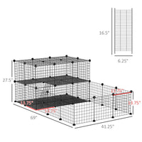HKM-1506237 Black Pet Playpen with Door - Metal Mesh Cage for Small Animals, Includes Mallet and Non-Slip Mats