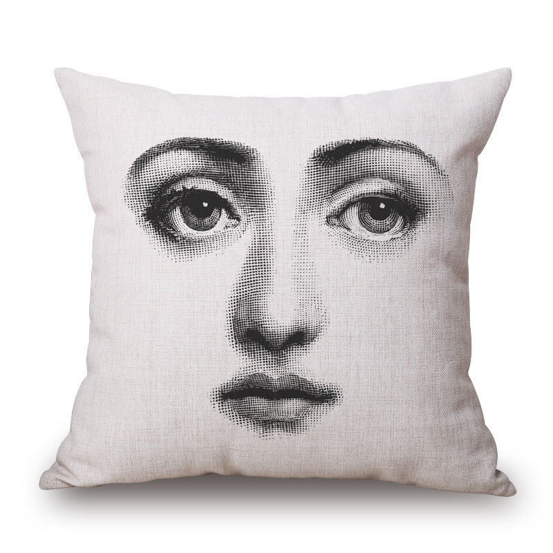 HKM-150675 Retro Black Beauty Cotton Linen Character Pillowcase for Sofa Decor