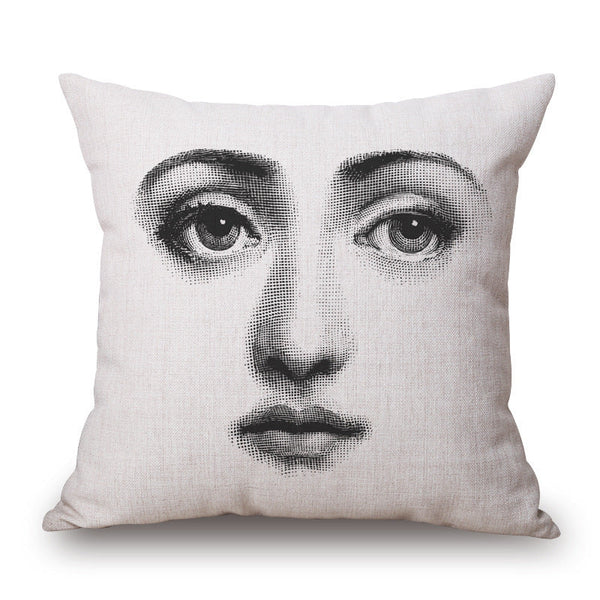 HKM-150675 Retro Black Beauty Cotton Linen Character Pillowcase for Sofa Decor