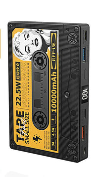 HKM-150675 Ultra-thin Retro Tape Power Bank with Fast Charge - 10000mAh, 22.5W Outputs, Multiple Inputs