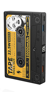 HKM-150675 Ultra-thin Retro Tape Power Bank with Fast Charge - 10000mAh, 22.5W Outputs, Multiple Inputs