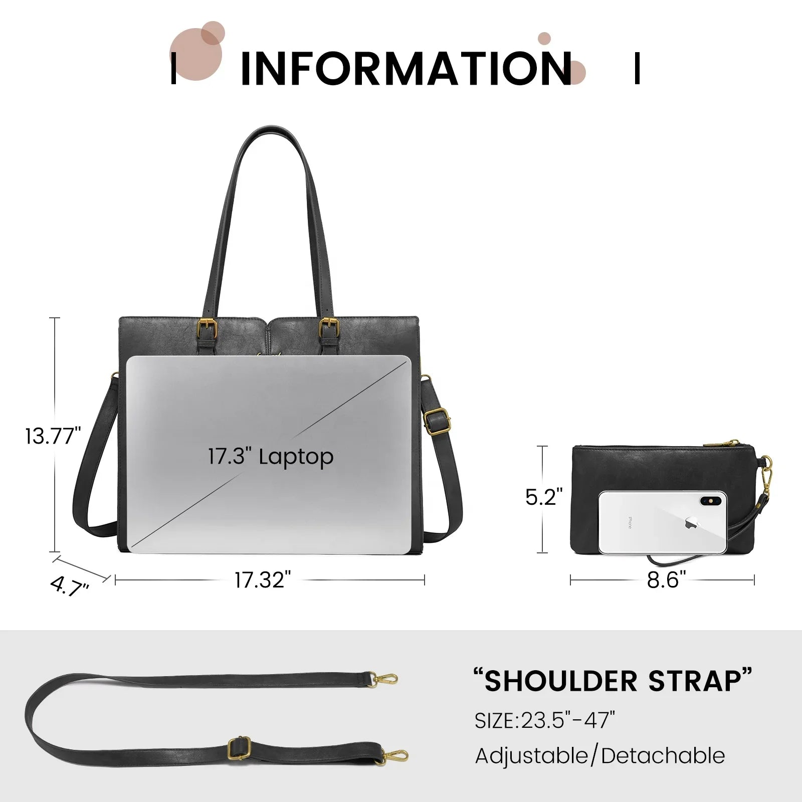 HKM-150675 Vintage Waterproof PU Leather Laptop Tote Bag for Women – Stylish 15.6-inch Business Briefcase