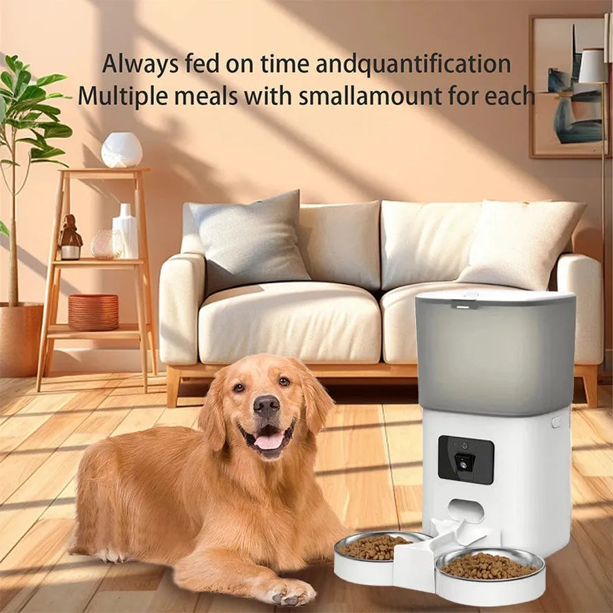 HKM-150739 Smart WiFi Automatic Pet Feeder with 6L Capacity and Integrated Camera