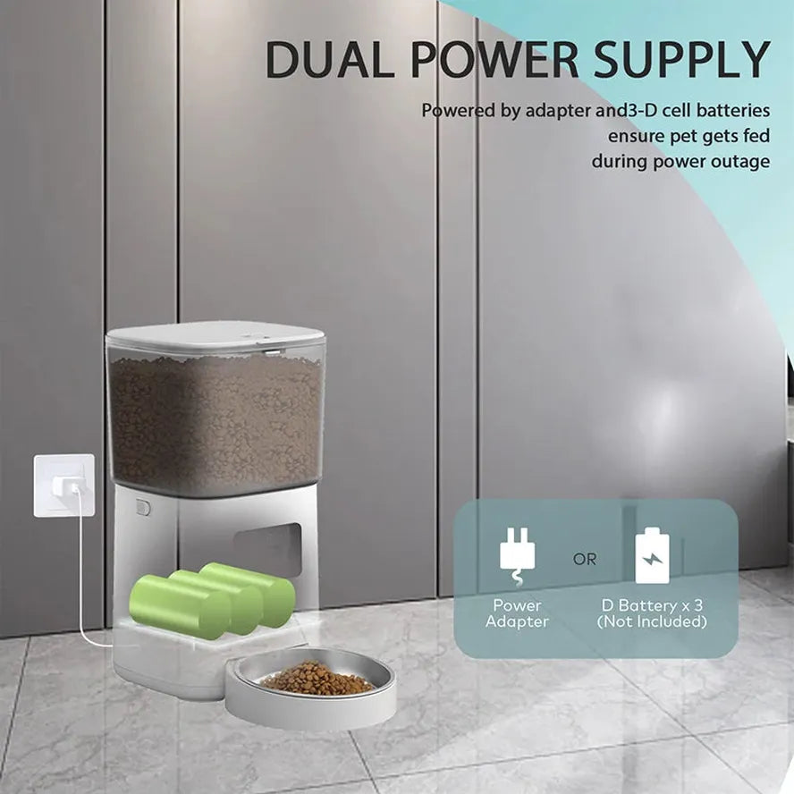 HKM-150739 Smart WiFi Automatic Pet Feeder with 6L Capacity and Integrated Camera
