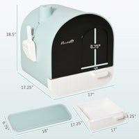 HKM-1508029 Enclosed Cat Litter Box with Lid, Drawer Design, Anti-Leakage, Easy Clean, Odor Control, Green
