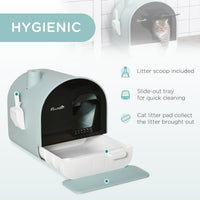 HKM-1508029 Enclosed Cat Litter Box with Lid, Drawer Design, Anti-Leakage, Easy Clean, Odor Control, Green