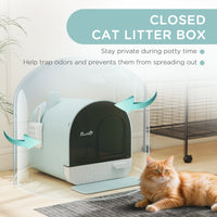 HKM-1508029 Enclosed Cat Litter Box with Lid, Drawer Design, Anti-Leakage, Easy Clean, Odor Control, Green