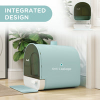 HKM-1508029 Enclosed Cat Litter Box with Lid, Drawer Design, Anti-Leakage, Easy Clean, Odor Control, Green