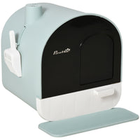 HKM-1508029 Enclosed Cat Litter Box with Lid, Drawer Design, Anti-Leakage, Easy Clean, Odor Control, Green