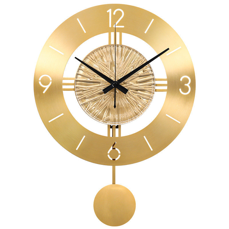 HKM-150867 Elegant Metal Wall Clock with Pendulum - Pure Copper Finish, 30CM & 41CM Sizes available