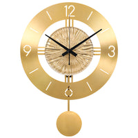 HKM-150867 Elegant Metal Wall Clock with Pendulum - Pure Copper Finish, 30CM & 41CM Sizes available