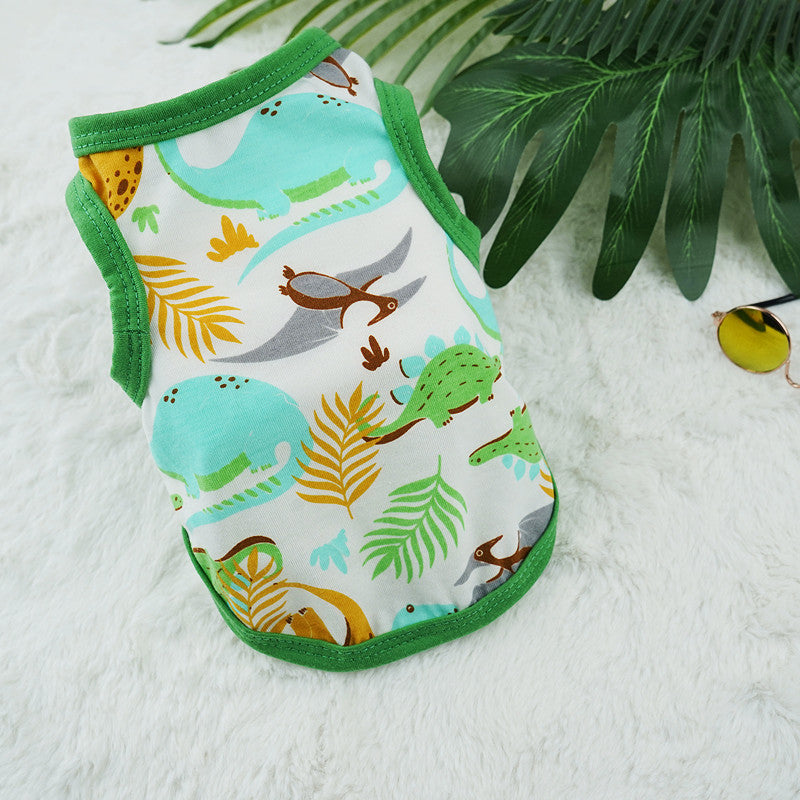 HKM-1508925 Cute Cartoon Dog Vest in Polyester ¨C Multiple Designs: Dinosaur World, Crown Dinosaur, Mermaid, Sizes XS to XL