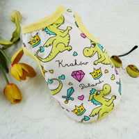 HKM-1508925 Cute Cartoon Dog Vest in Polyester ¨C Multiple Designs: Dinosaur World, Crown Dinosaur, Mermaid, Sizes XS to XL