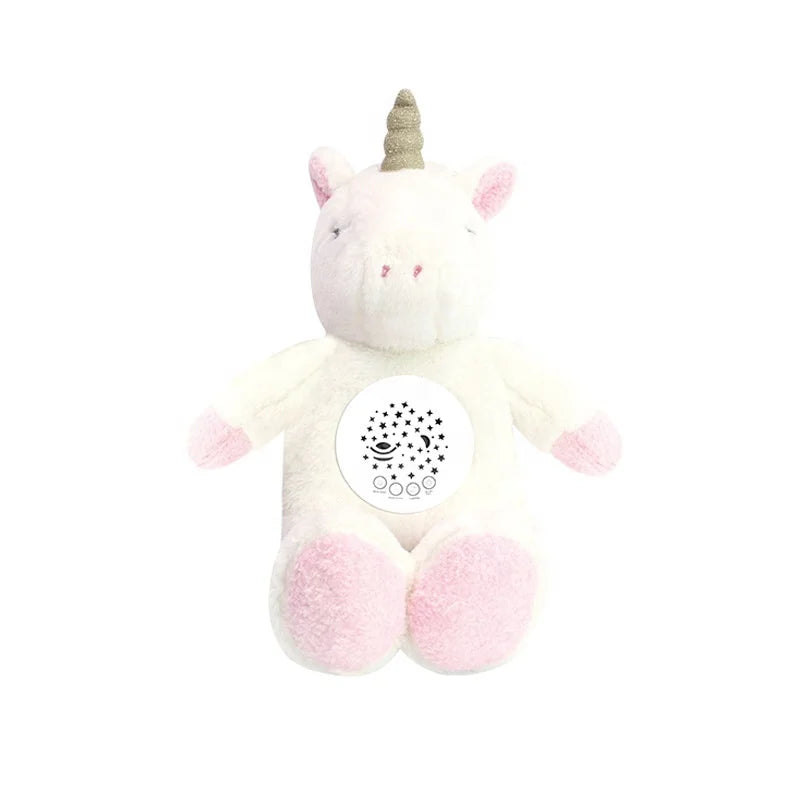HKM-150931 Exquisite Light Music Projection Unicorn and Bunny Plush Toys for Kids