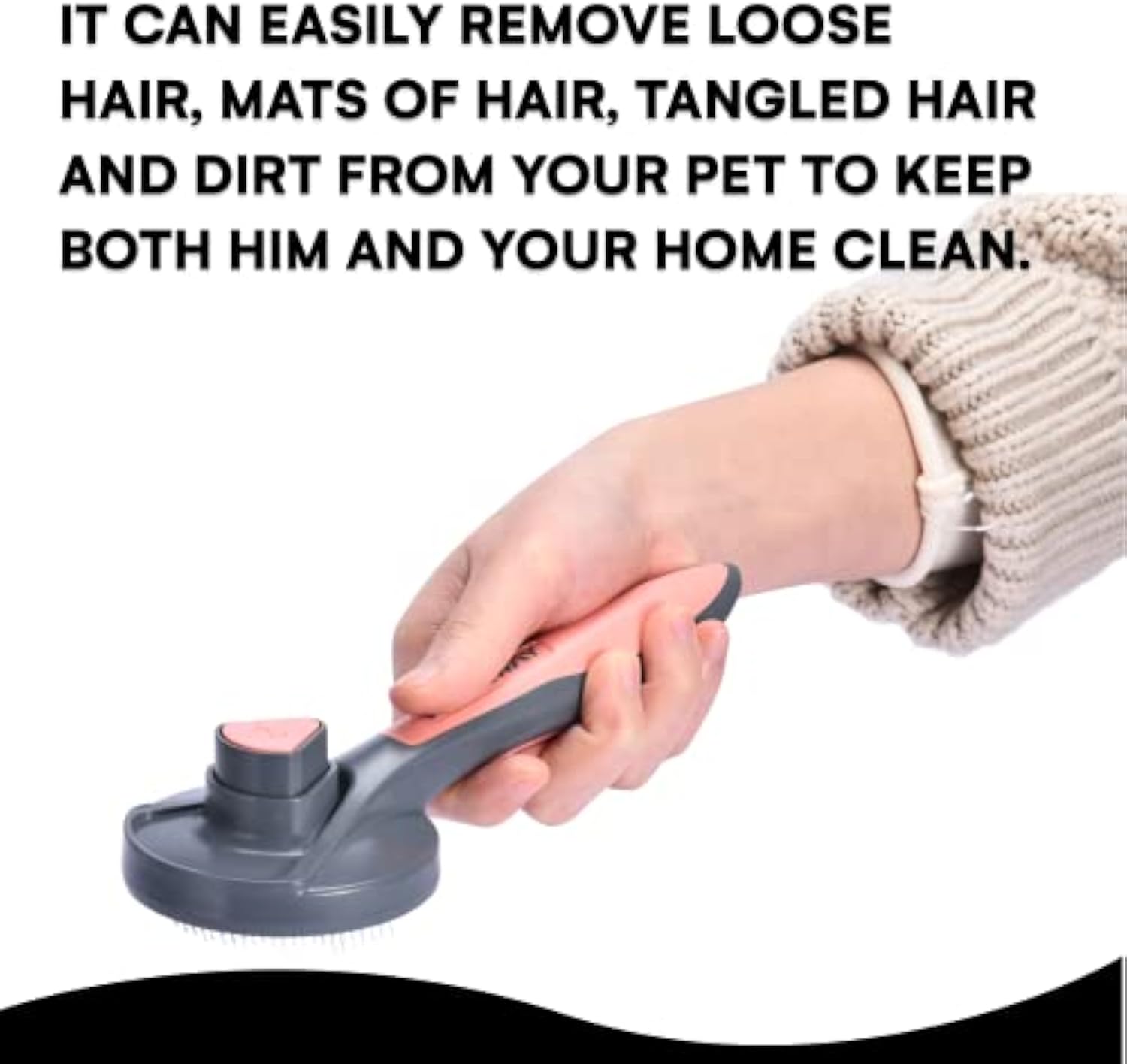 HKM-1509821 Self-Cleaning Slicker Brush for Cats and Dogs with Long or Short Hair, Detangling and Massaging Grooming Tool