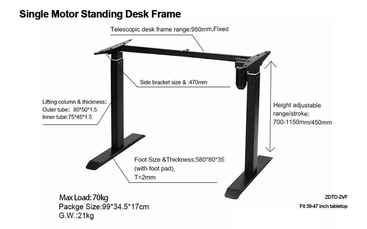 HKM-150995 Electric Adjustable Ergonomic Computer Desk for Gaming and Office Use, Black