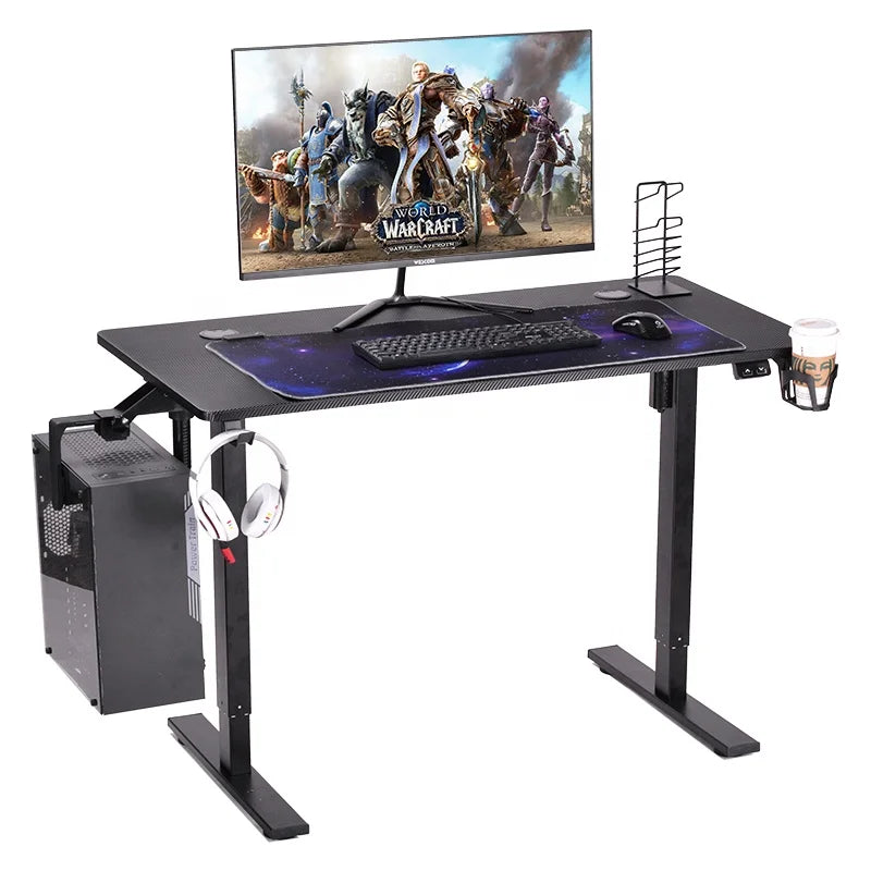 HKM-150995 Electric Adjustable Ergonomic Computer Desk for Gaming and Office Use, Black