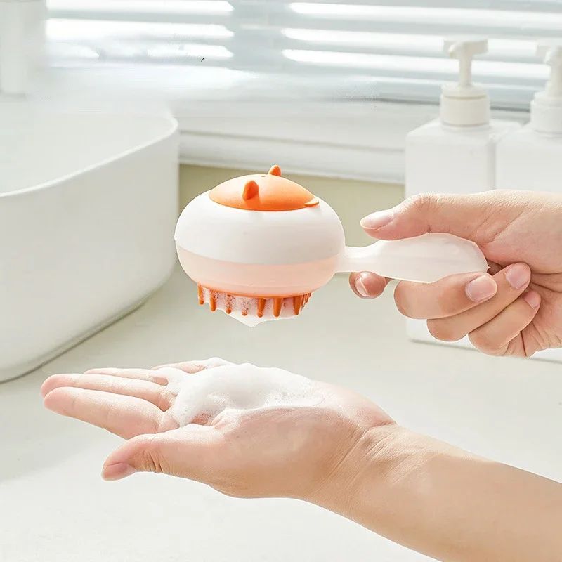 HKM-1510205 Automatic Pet Bath Brush with Soft Gel Massage and Hair Removal for Cats and Dogs, Suitable for Wet and Dry Use