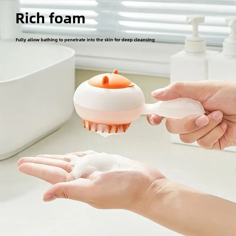 HKM-1510205 Automatic Pet Bath Brush with Soft Gel Massage and Hair Removal for Cats and Dogs, Suitable for Wet and Dry Use