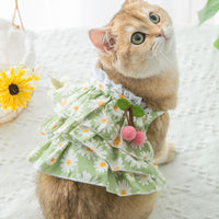 HKM-1510717 Daisy Print Summer Cat Suspender Dress in Green - Various Sizes Available