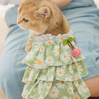 HKM-1510717 Daisy Print Summer Cat Suspender Dress in Green - Various Sizes Available
