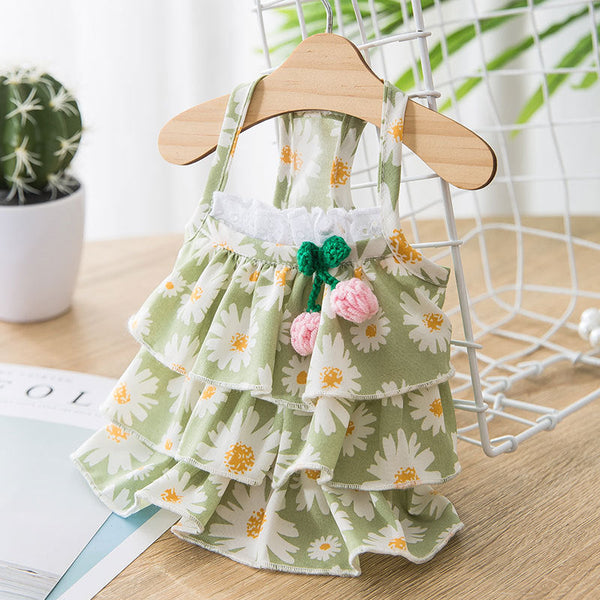 HKM-1510717 Daisy Print Summer Cat Suspender Dress in Green - Various Sizes Available