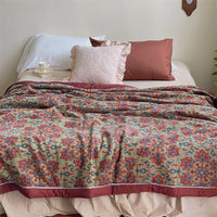 HKM-151123 Double-Layer Cotton Jacquard Summer Blanket - 200x230 cm, Soft Soybean Fiber Blend
