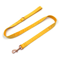 HKM-1512125 Turmeric Velvet Dog Collar Set with Rose Gold Buckle and Bow